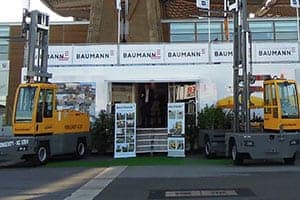 Baumann's Exhibition Stand. Timber handling equipment
